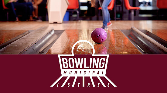 photo d'une piste de bowling et logo du bowling municipal d'Istres 